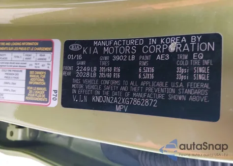 2016 Kia Soul from USA, damaged, VIN KNDJN2A2XG7862872